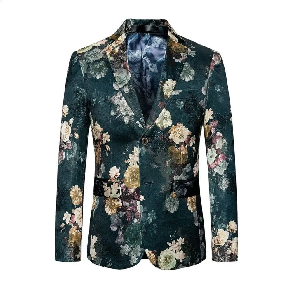Men’s Jacquard Single Breasted Slim Fitted Suit Blazer Size 33 NWT